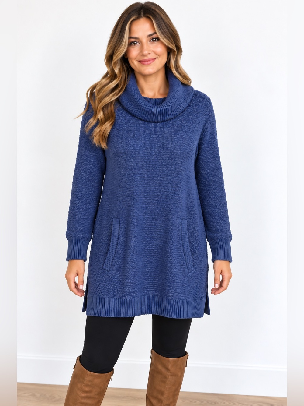 Duluth Heritage Cowl Neck Tunic Sweater Navy Blue Size M NWT Heavyweight